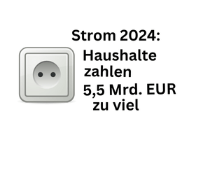 Strom 2024: Haushalte zahlen 5,5 Milliarden Euro zu viel