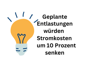 Gewollte Entlastungen könnten Stromkosten um 10 Prozent reduzieren