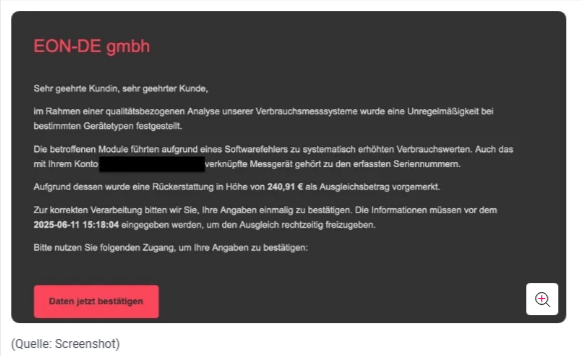 Phishing Mail Betrüger E.on