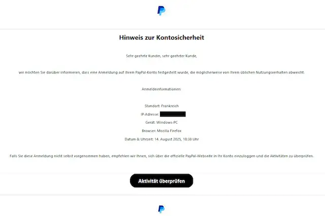 Mit derartigen Mails versuchen Betrüger immer wieder Nutzer von Diensten wie PayPal in die Falle zu locken.