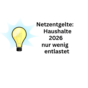 Strom-Netzentgelte: Haushalte werden 2026 wenig entlastet