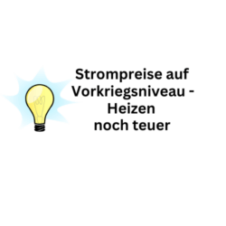 Strompreise wieder auf Vorkrisenlevel - Heizen noch teuer